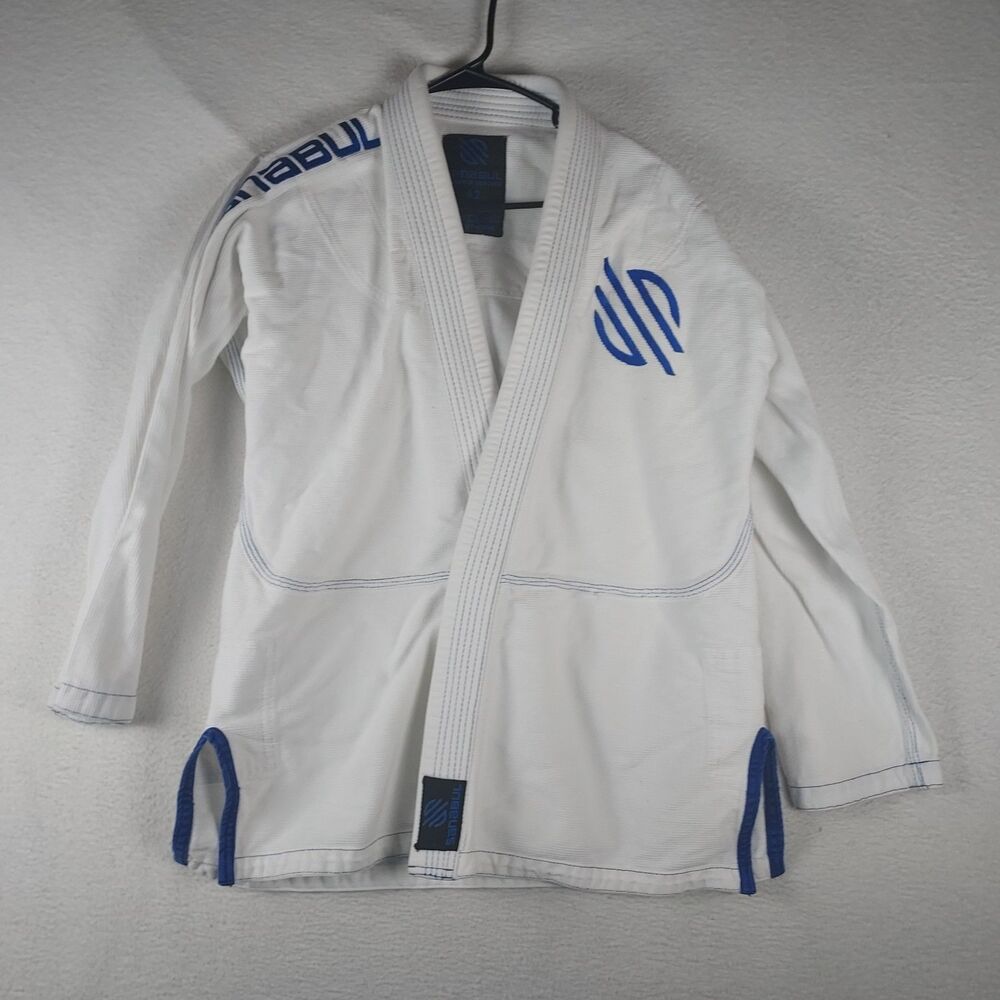 Sanabul BJJ Gi Jacket Top Only White A2 Blue Wave Logo Training Uniform